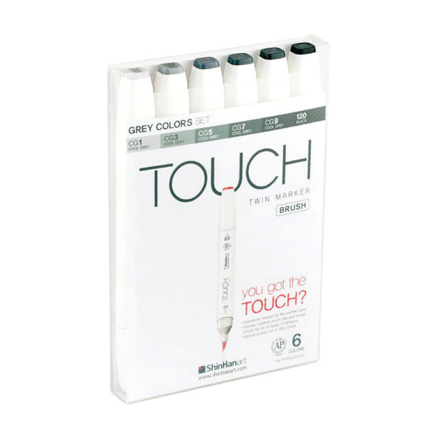 ShinHan Twin Touch Brush grå sæt 6 stk